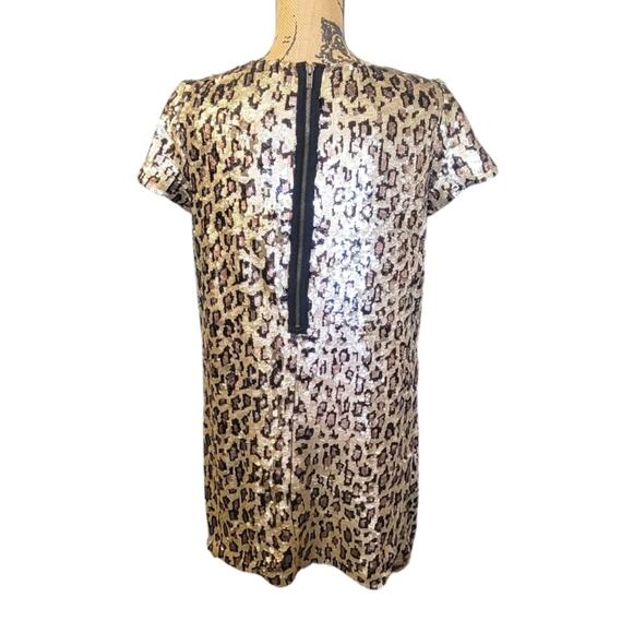 Size 12 French Connection Sequin Animal Print Formal Shift Dress - Picture 2 of 4